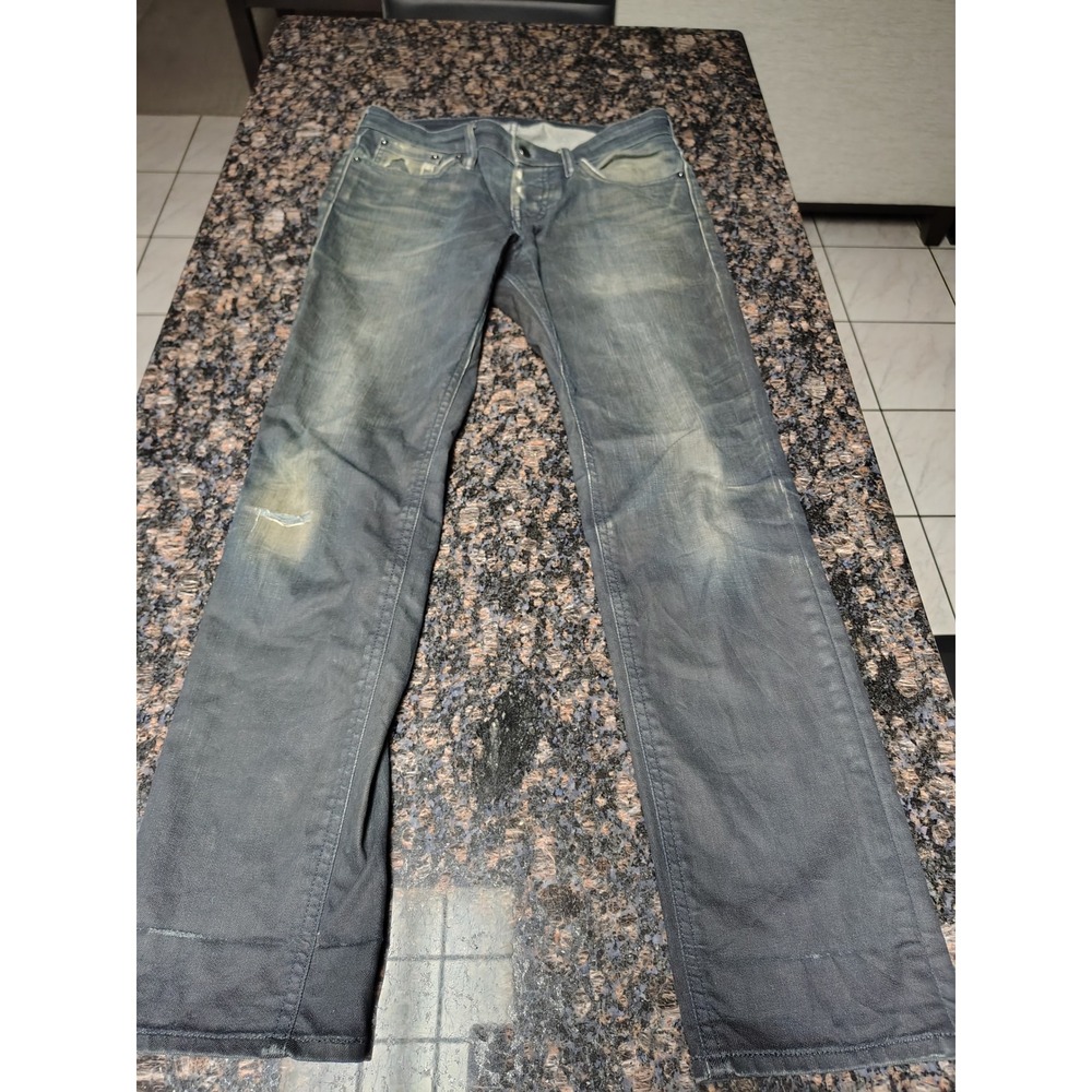 Levis 511 Slim Fit Distressed Coated Jeans W29 L30 Dark Wash Button Fly